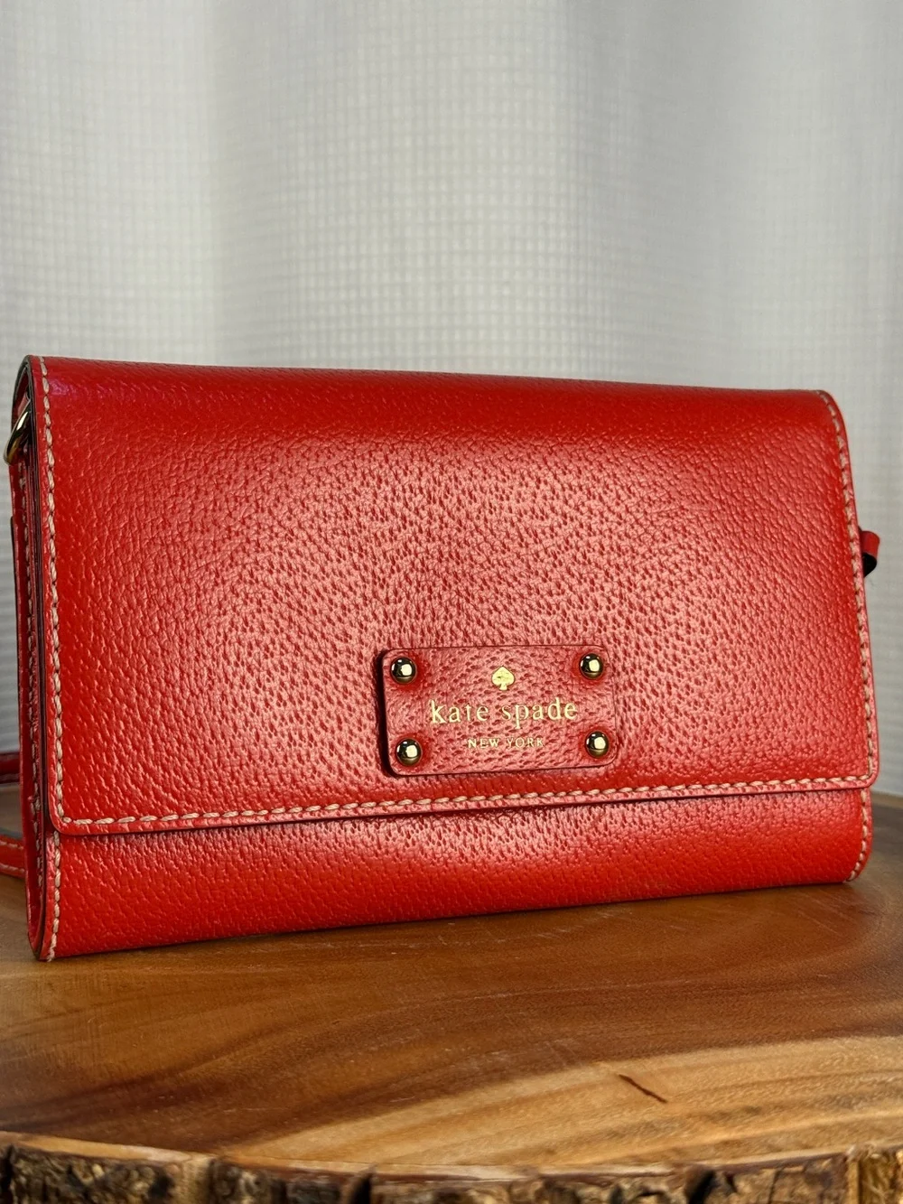 Kate Spade Red Pebbled Leather Crossbody Clutch - Like New! NWOT